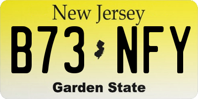 NJ license plate B73NFY