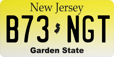 NJ license plate B73NGT