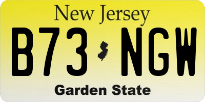 NJ license plate B73NGW