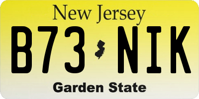 NJ license plate B73NIK
