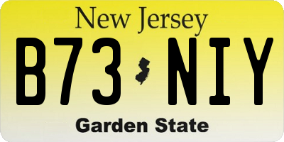 NJ license plate B73NIY