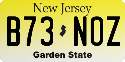 NJ license plate B73NOZ
