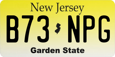 NJ license plate B73NPG