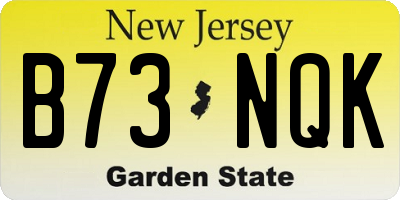 NJ license plate B73NQK