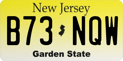 NJ license plate B73NQW