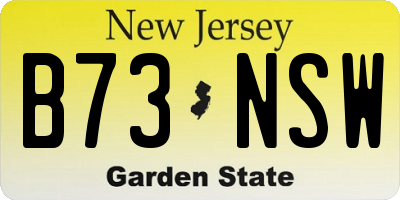 NJ license plate B73NSW