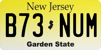 NJ license plate B73NUM
