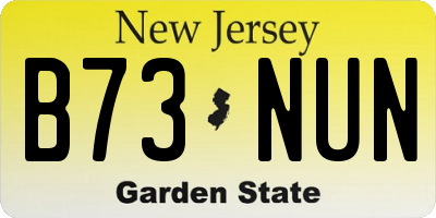 NJ license plate B73NUN