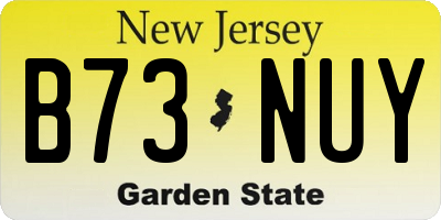NJ license plate B73NUY