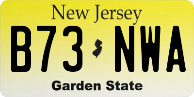 NJ license plate B73NWA