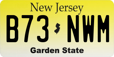 NJ license plate B73NWM