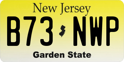 NJ license plate B73NWP