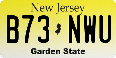 NJ license plate B73NWU