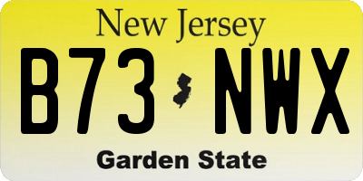 NJ license plate B73NWX