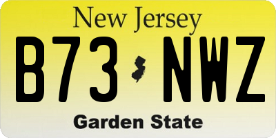 NJ license plate B73NWZ
