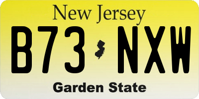 NJ license plate B73NXW