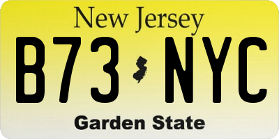 NJ license plate B73NYC