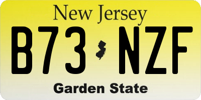 NJ license plate B73NZF