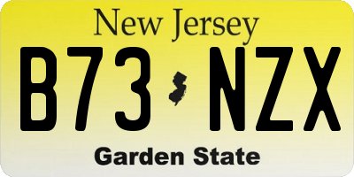 NJ license plate B73NZX