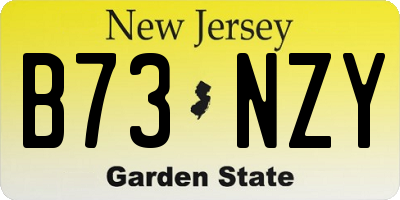 NJ license plate B73NZY