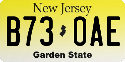 NJ license plate B73OAE