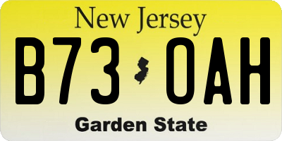 NJ license plate B73OAH