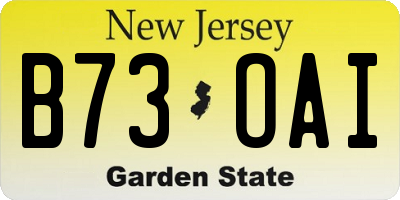 NJ license plate B73OAI