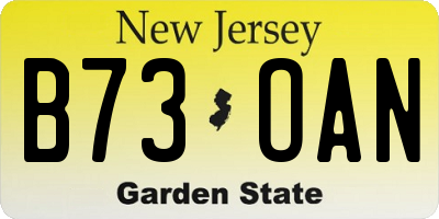 NJ license plate B73OAN
