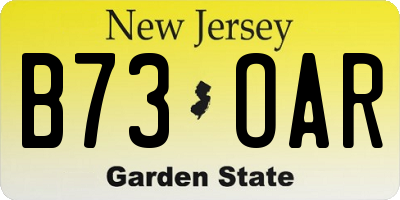 NJ license plate B73OAR