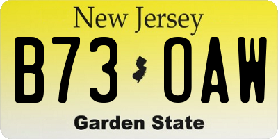 NJ license plate B73OAW