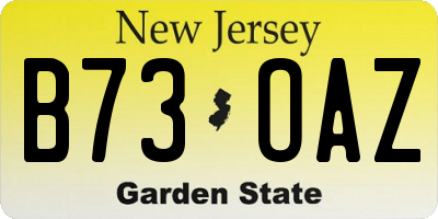 NJ license plate B73OAZ