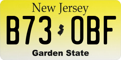 NJ license plate B73OBF