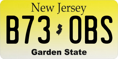 NJ license plate B73OBS