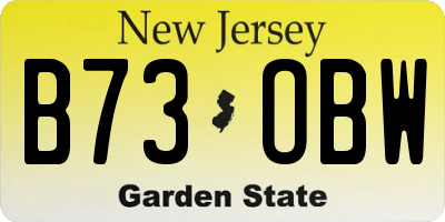 NJ license plate B73OBW