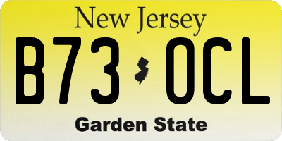 NJ license plate B73OCL