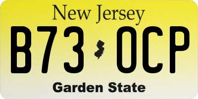 NJ license plate B73OCP