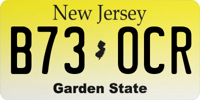 NJ license plate B73OCR