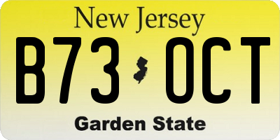 NJ license plate B73OCT