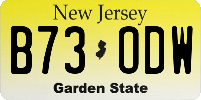 NJ license plate B73ODW
