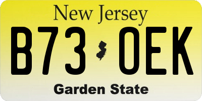 NJ license plate B73OEK