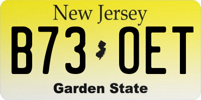 NJ license plate B73OET