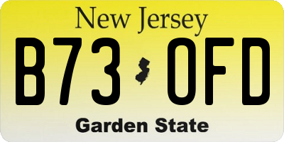 NJ license plate B73OFD