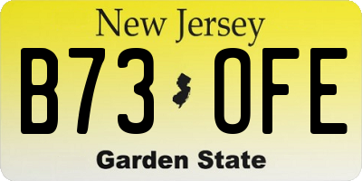 NJ license plate B73OFE
