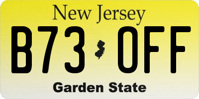 NJ license plate B73OFF