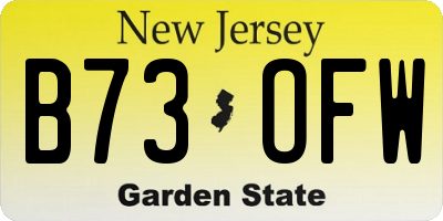 NJ license plate B73OFW