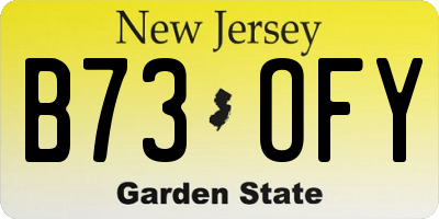 NJ license plate B73OFY