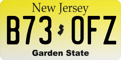 NJ license plate B73OFZ