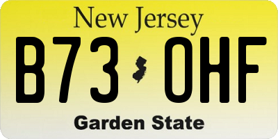 NJ license plate B73OHF