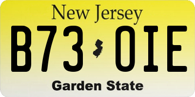 NJ license plate B73OIE