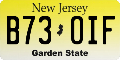 NJ license plate B73OIF